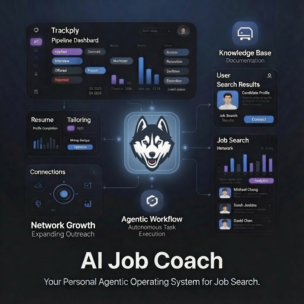 Kemba — Trackply's AI job coach: pipeline dashboard, resume tailoring, connections, and agentic workflows in one system