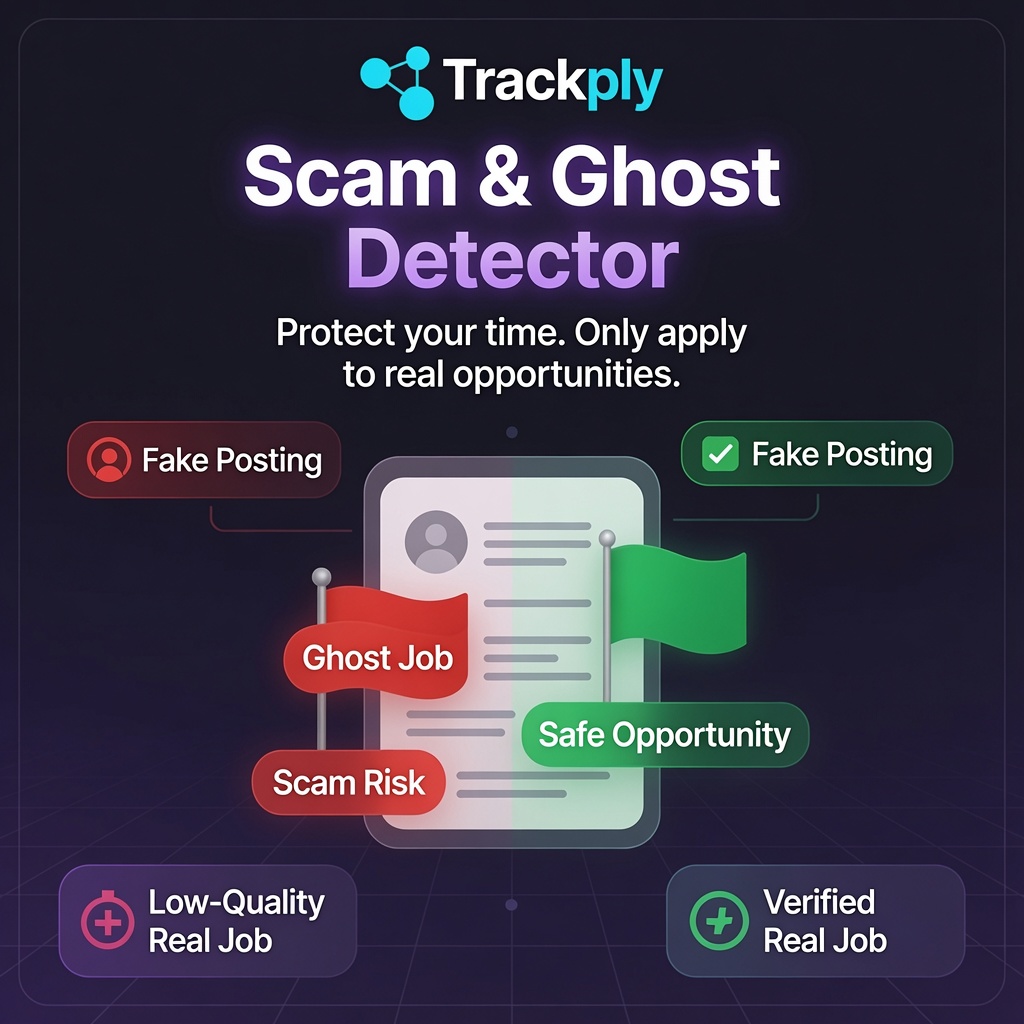 Scam & Ghost Detector — flags fake postings, scam risk, and ghost jobs vs verified real jobs