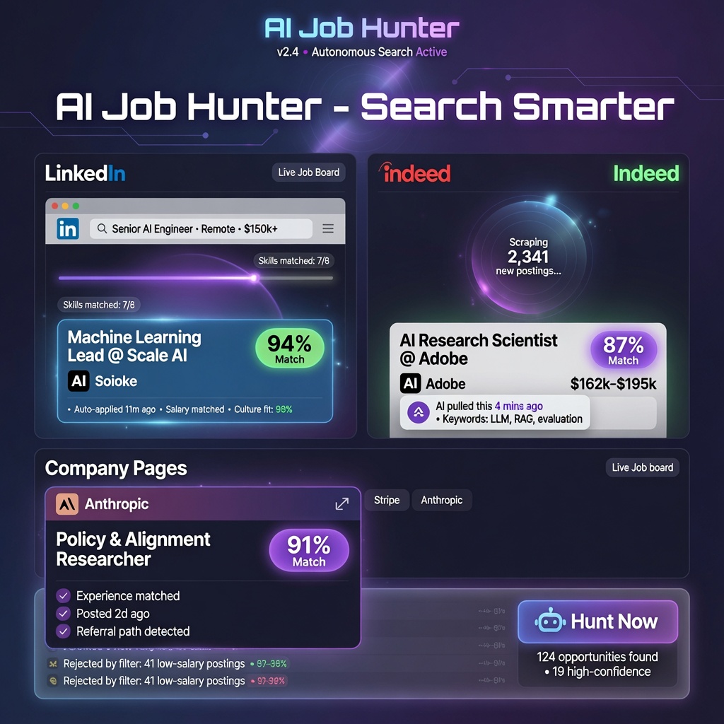 AI Job Hunter ranking the most relevant openings against your resume